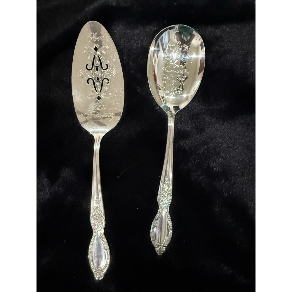 Cake Server 1978 And spoon 1979 Avon Anniversary Pres Club Vintage Lot Of 2